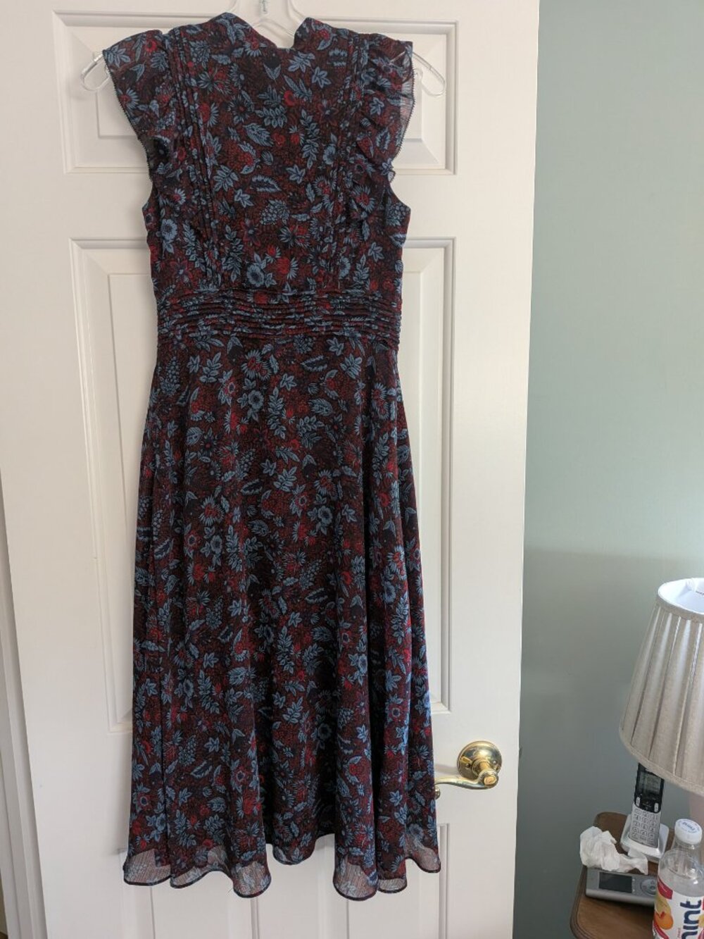 Banana Republic  Sleeveless Floral A-Line Dress in Red and Blue  Size 0 petite - Picture 2 of 5